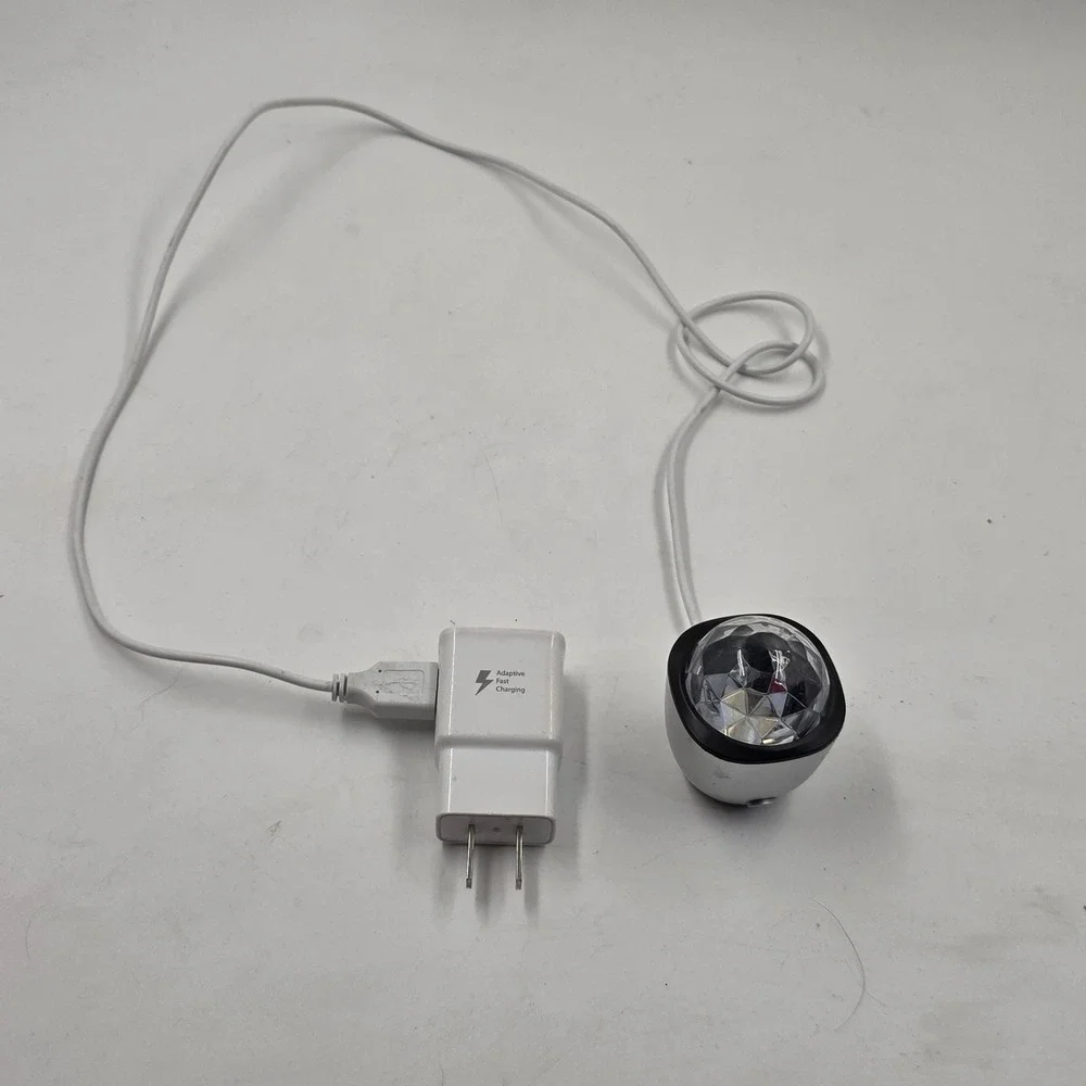 Mini USB Disco Ball Party Light with Samsung Adaptive Fast Charging Wall Plug